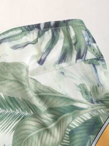 Sweetra Ladies Tropical Print Asymmetrical Hem Tube Top Y2K  - Green - View 4