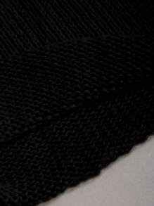 SHEIN Unity Chaqueta de punto corta con mangas de campana y frente abierto en unicolor para mujeres en primavera y otoño - Negro - Ver 3