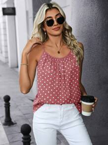 SHEIN LUNE Women Sleeveless Polka Dot Print Casual Daily Wear Tank Top