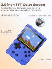 Teckwe Retro Handheld Game Console,Handheld Portable Pocket Mini Game Console With 400 Classic Nostalgic Games,Mini Gaming Device Support Tv,1020mah Rechargeable And Portable,High Definition Lcd Screen 2.4 Inch - Blue - View 8