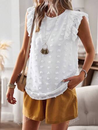2024 Spring/Summer Elegant And Women Blouse With Ruffle Trims
