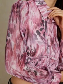 Anewsta Camisa de adelgazamiento para mujer con huesos de pez salpicados de tinta con diseño de impresión animal rosa - Multicolor - Ver 6