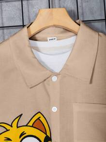 SHEIN Tween Boy Cool And Fashionable Short Sleeved Shirt And Shorts Spring Summer Set