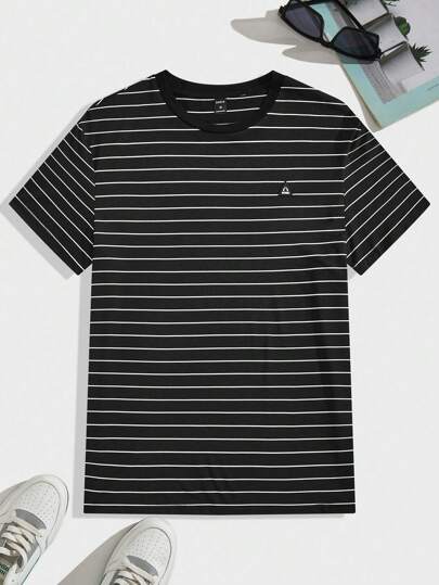 Manfinity BRENVOR 男士條紋圓領短袖夏季休閒T恤