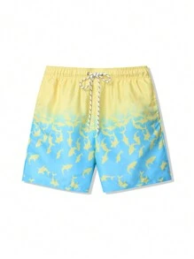 Surfspeed Men Drawstring Shark Print Beach Shorts - Multicolor - View 4