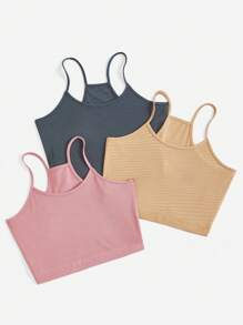 Streetz SHEIN Sport Solid Color Ribbed Athletic Spaghetti Strap Tank Top