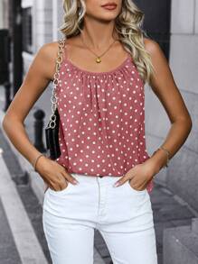 SHEIN LUNE Women Sleeveless Polka Dot Print Casual Daily Wear Tank Top