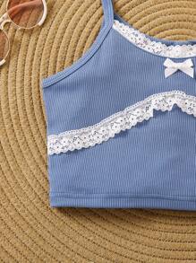 Tween Girl Lace Trim Dusty Blue Camisole Bra