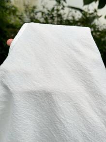 SHEIN EZwear Solid Ruffle Hem Round Neck Blouse Peplum Top - White - View 7