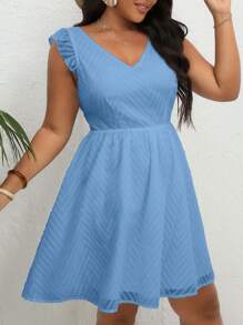 Dreamara Vestido de verano de talla grande para mujer con diseño de lazo en la espalda y ribete de volantes