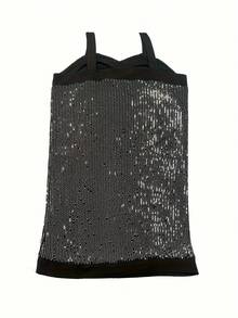 Camiseta de lentejuelas de moda para mujeres de talla grande - Negro - Ver 2