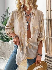 Breezaya Áo sơ mi dài tay in họa tiết đầy đủ cho nữ, Áo dài tay - Nhiều màu - Xem 7