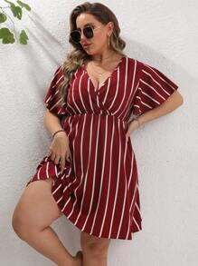 Calvaya Women's Deep Line V Plus Size Dress - Redwood - View 4