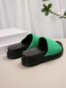 大尺碼35-43女士夏季新款厚底開趾日常綠色休閒防水平臺楔跟涼鞋 - 綠色 - 查看 7