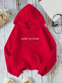 INAWLY Sudadera con capucha casual y simple para mujer con estampado de lema: "LA FE POR ENCIMA DEL MIEDO, EL SEÑOR ESTÁ DE MI LADO, NO TEMERÉ, ¿QUÉ PUEDE HACERME EL HOMBRE? SALMOS 118: 6", de manga larga