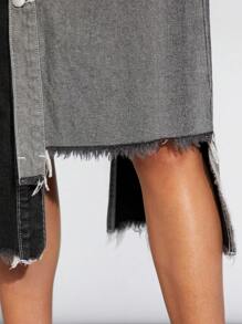 Denimoi Gonna di jeans asimmetrica e colorblock per estate - nero - Visualizzare 5
