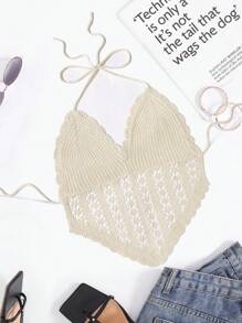 SHEIN Swim Áo khoác có cổ màu trơn dành cho kỳ nghỉ dành cho nữ, Bãi biển mùa hè - Màu be - Xem 1