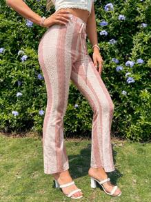Breezaya Dames Color-Blocked Zomer Casual vakantiebroek met riem