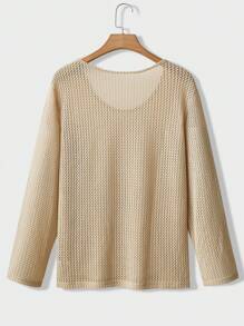 Manfinity Homme Men Solid Color Texture Round Neck Knitted Spring Casual All-Match T-Shirt