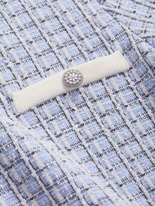 DAZY Họa tiết sọc trang trí có túi cổ tròn trang bị áo thun ngắn tay có phong cách - Màu xanh lam - Xem 6