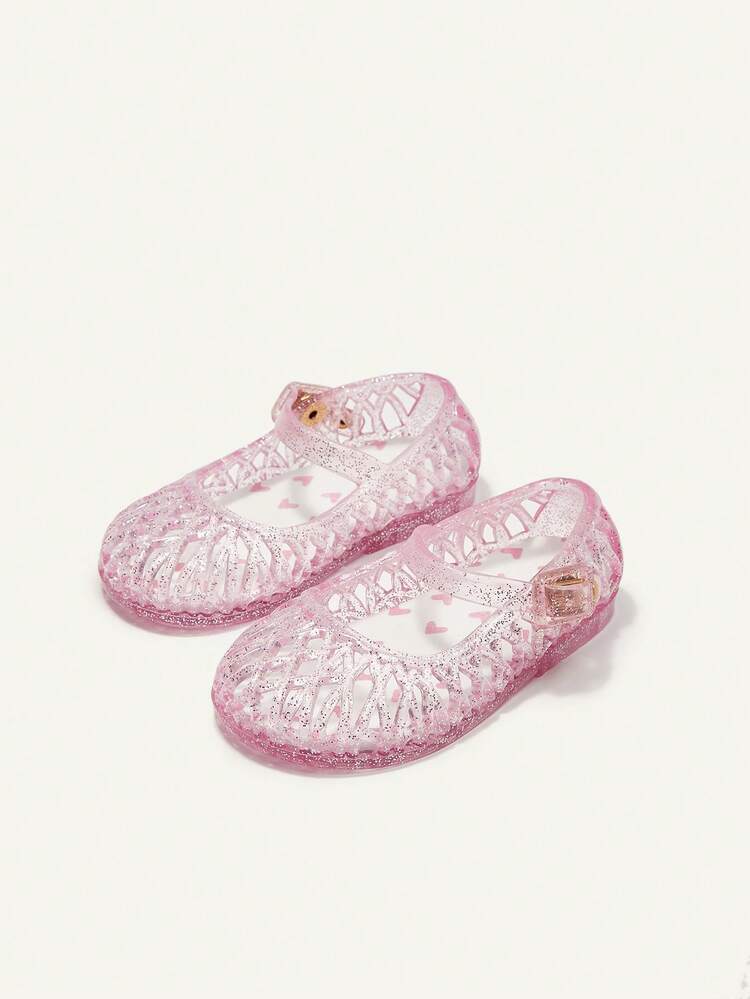 Summer Cute & Fun Princess Style Jelly Shoes For Kids With Crystal Detailing, Baby Flat Shoes