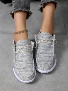 2024年春季新款女式舒適透氣輕便平底休閒鞋，易穿脫，時尚百搭 - 灰色 - 查看 5