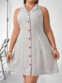 SHEIN Essnce Plus Size Nữ Kẻ Sọc Áo Blazer Cổ Áo Mùa Hè - Nhiều màu - Xem 3