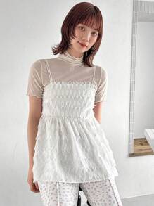 FRIFUL Damen luftige, elegante Camisole für den Sommer mit zerrissenen Kreuzträgern am Rücken und Babydoll-Oberteil