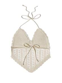 SHEIN Swim Áo khoác có cổ màu trơn dành cho kỳ nghỉ dành cho nữ, Bãi biển mùa hè - Màu be - Xem 8