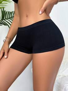 女性純色簡約無痕內褲，適用於夏天日常穿著 - 黑色 - 查看 5