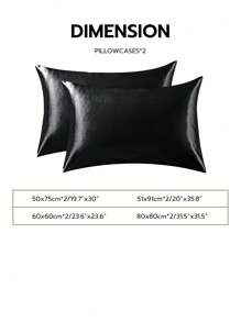 2pcs Premium Silky Satin Pillowcase, Soft & Breathable, Anti-Wrinkle, Gentle On Hair & Skin, Improves Sleep Quality, Without Pillow Insert, Black, Oeko-Tex Certified - Black - View 3