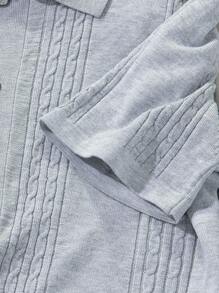 Manfinity Homme Men's Buttoned Cable Knit Sweater - Grey - View 5