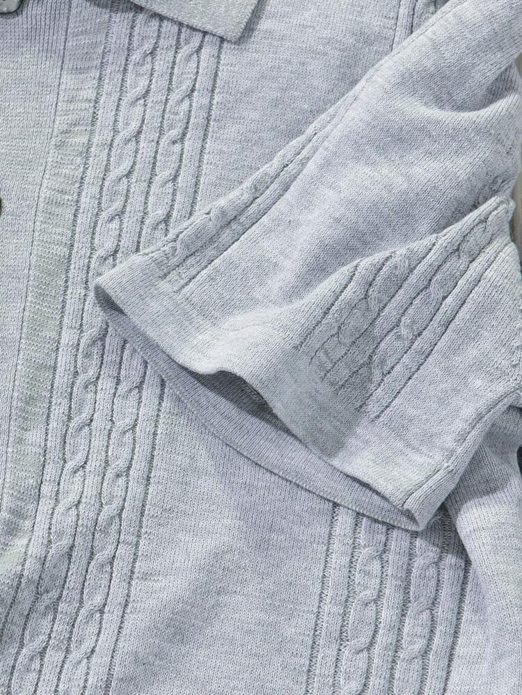 Men's Buttoned Cable Knit Sweater