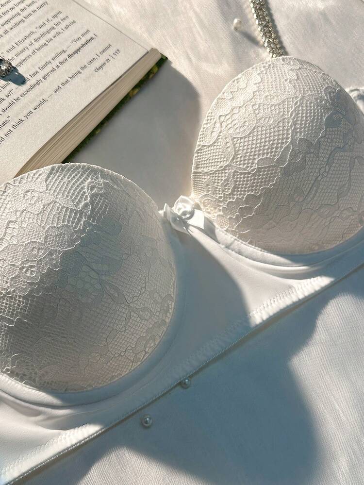 Women Simple And Comfortable Bra With Rhinestone Shoulder Straps