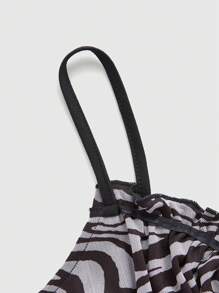 ROMWE Women Zebra Print Bowknot Cami Top For Valentine Day, School - Multicolor - View 4