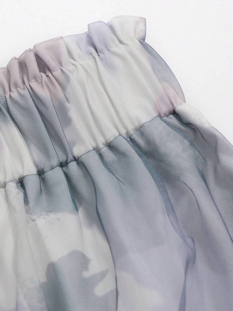 Ink Printed Chiffon A-Line Mid-Length Skirt