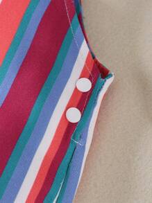 SHEIN Baby Boy Colorful Striped Suspenders Romper For Spring And Summer - Multicolor - View 4