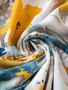 EMERY ROSE 大尺碼女性水墨畫荷葉袖夏季連衣裙 - 彩色 - 查看 3