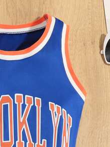 Teen Girl Mom & Daughter Matching 1pc Letter Print Dress (2pcs Sold Separately) - Blue - View 5