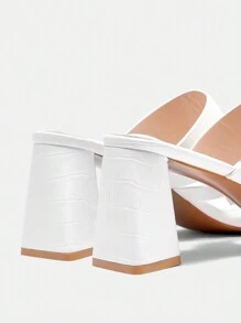 CUCCOO BIZCHIC Damen Weiße Sandalen mit Quadratischer Zehenpartie, Steinstruktur T-Riemen, modisch und bequem für täglichen Gebrauch und elegante Geschäftskleidung, Business Lässig, Business Chic, Halloween - Weiss - Übersicht 5