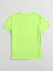 SHEIN EZwear Slogan Graphic Tee BE-YOU-TIFUL - Lime Green - View 2