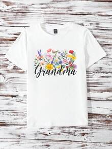 EMERY ROSE Áo thun nữ cổ tròn tay ngắn in hoa bà ngoại dáng ôm vừa vặn, thích hợp cho mùa hè - trắng - Xem 4