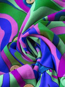 Plus Size V-Neck Floral Print Ruffle Trim Party Fashion Dress