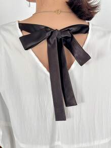 FRIFUL Loose Drop Shoulder Summer Dress With Color Blocking And Back Tie Details Sundress