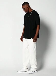 SUMWON Regular Fit Short Sleeve Tee With Graffiti Graphic Print Street Wear
