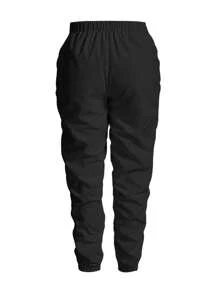 Calvaya Pantalones arrugados estilo callejero de nueva en unicolor de talla grande con cordón y con apariencia de overol