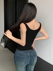 DAZY Solid Color U-Neckline Summer Holiday Tank Top