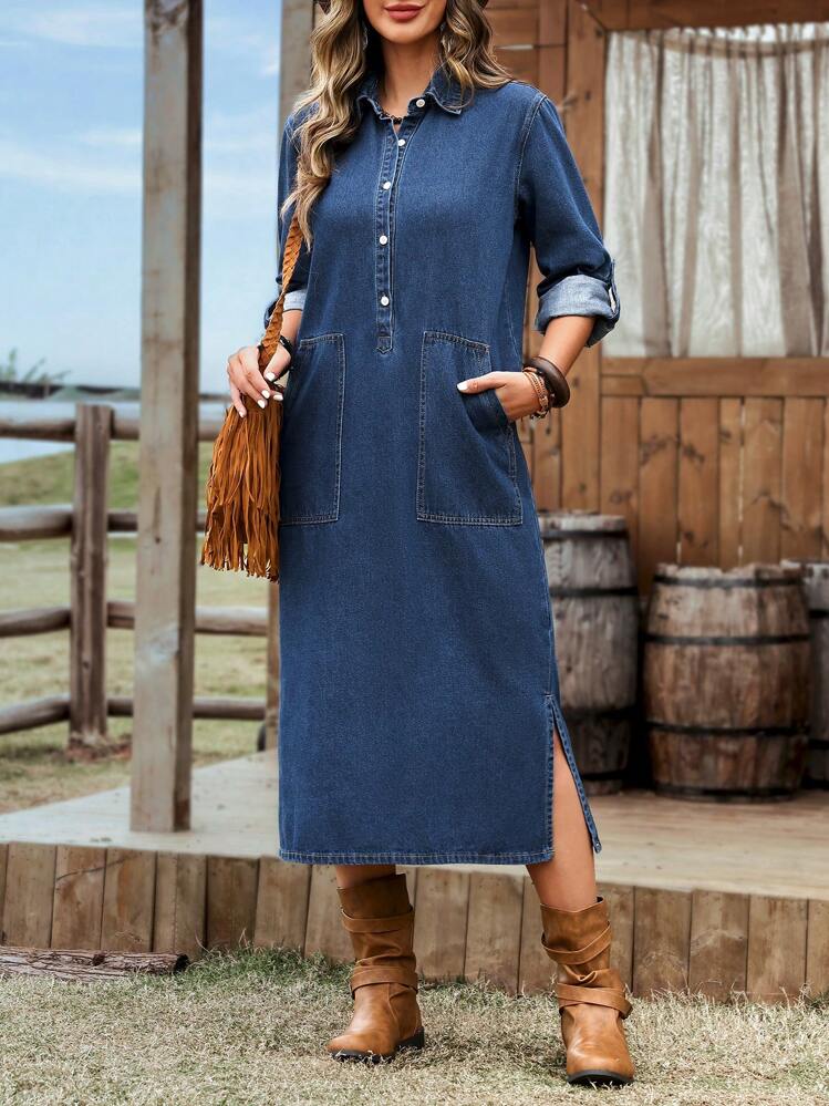 Denim dress loose best sale