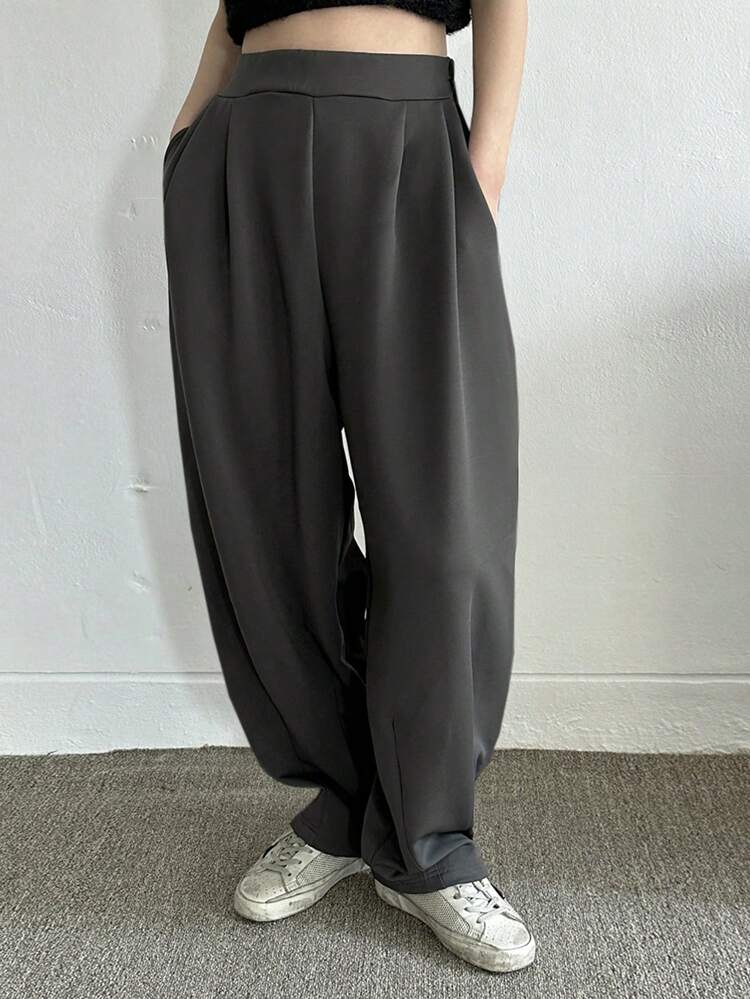 Women Solid Color Drawstring Hem Casual Daily Wear Long Pants,Women Dress Pants