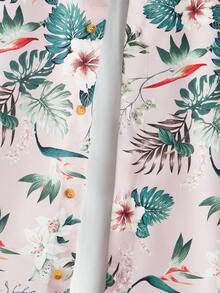 GENTILAND 寬鬆版型男士熱帶印花襯衫（不包括T恤） - 藕粉色 - 查看 3